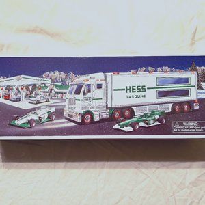 Hess Toy Truck and Racers Racecars 2003 w/ 2 Pull Back Motor Race Cars Mint NIB